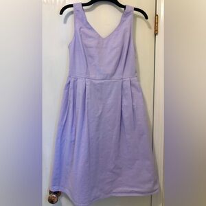 LANDS END Lavender V Neck Sleeveless Cotton Midi Dress A Line Size 8 Petite